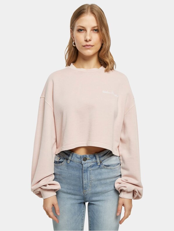 Ladies Cropped Small Embroidery Terry Crewneck-2