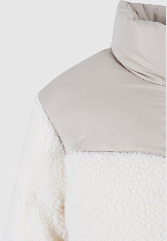 Ladies Short Sherpa Mix Puffer Jacket-9