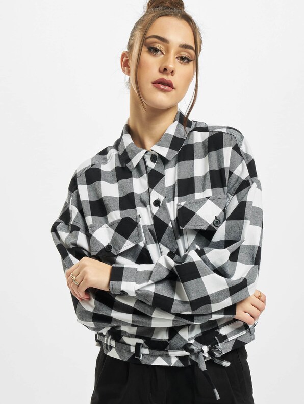 Ladies Short Oversized Check -0