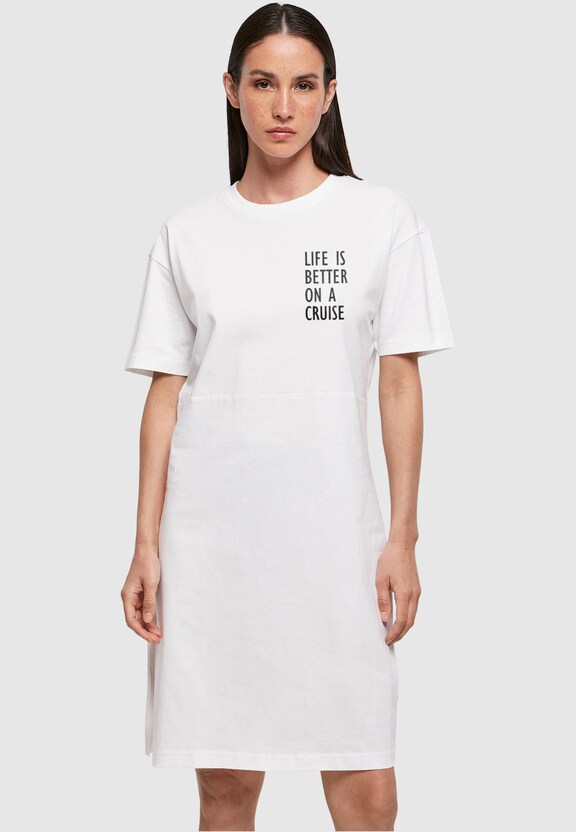 Ladies Life Is Better Oversized Slit Tee Dress-0