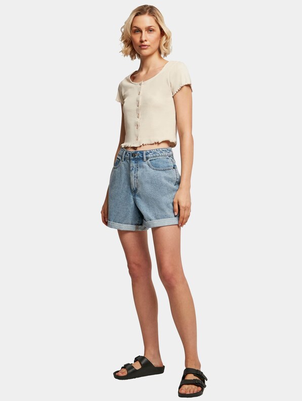 Ladies Cropped Button Up Rib-3