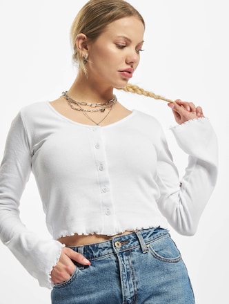 Ladies Cropped Rib Cardigan