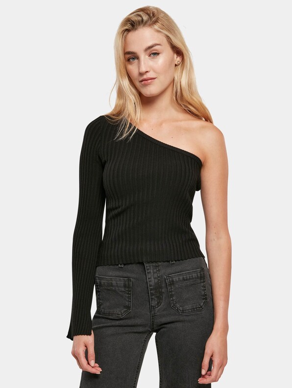 Ladies Short Rib Knit One Sleeve-2