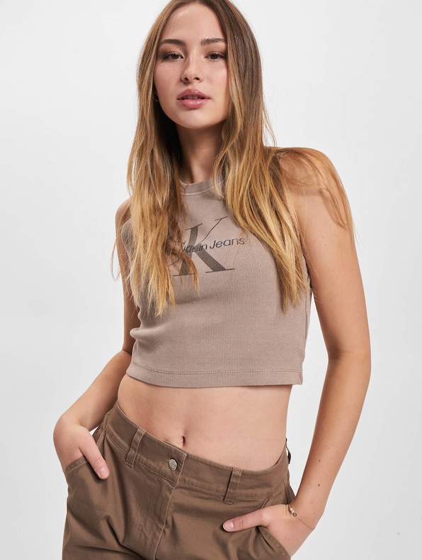 Calvin Klein Jeans Mineral Dye Rib Crop Top-0