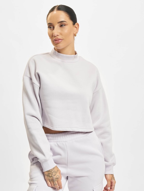 Ladies Cropped Oversized High Neck Crew-2