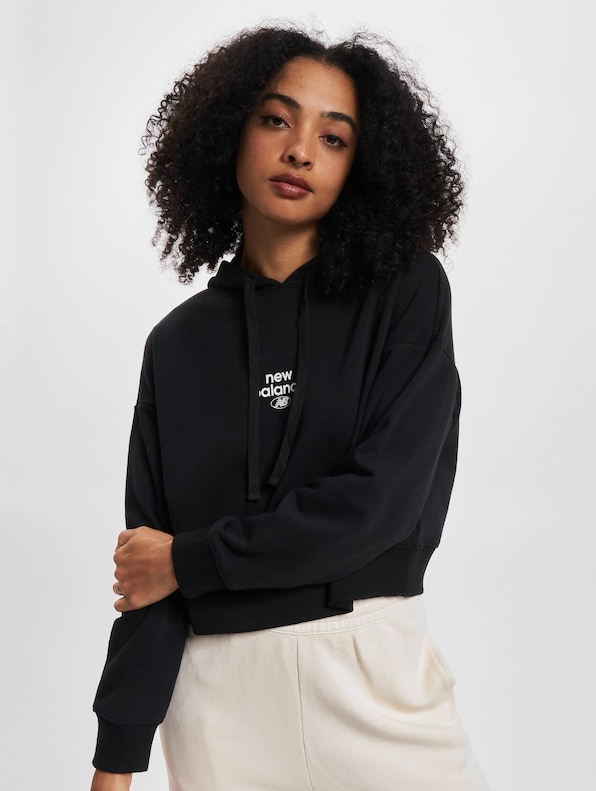 New Balance Essentials Graphic Crop Fleece Hoodie-0