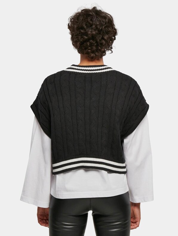 Ladies Cropped Knit College Slipover-1