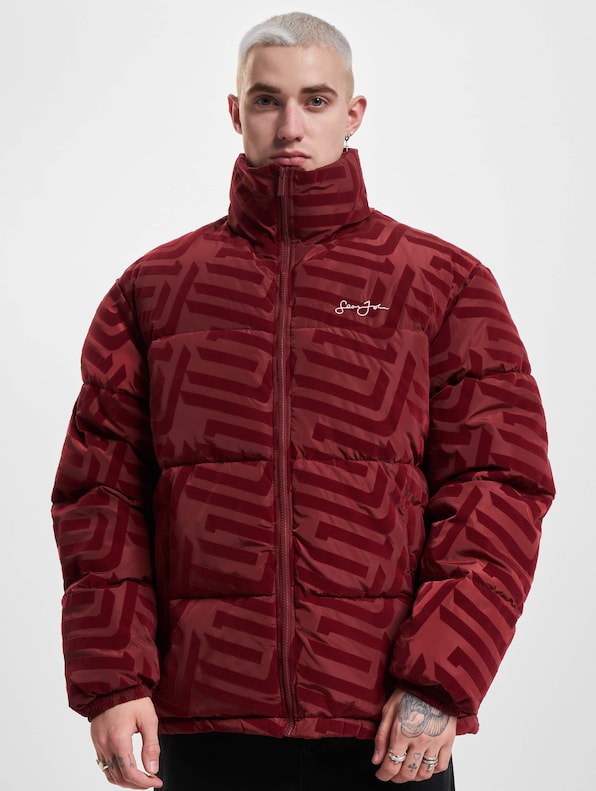 JM233-016-2 SJ Script Logo Geometric Aop Puffer Jacket-2