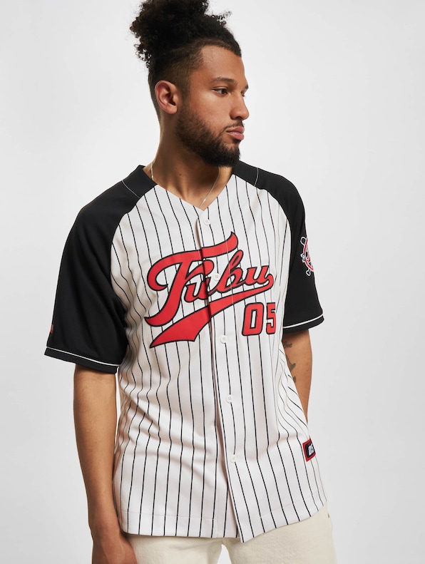 FUBU Varsity Pinstriped Baseball Jersey-0