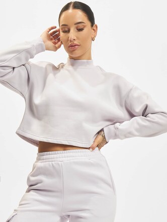 Ladies Cropped Oversized High Neck Crew