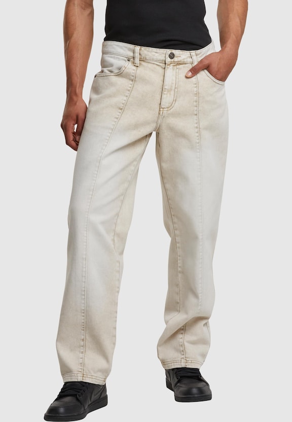 Wide Leg Denim With Dividing Seams-0