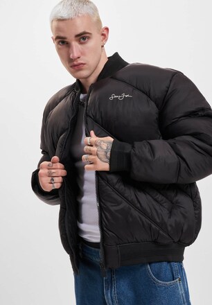 JM233-015-2 SJ Script Logo Bomber Puffer Jacket