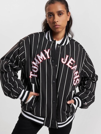 Tommy Jeans Pinstripe Letterman Bomberjacke