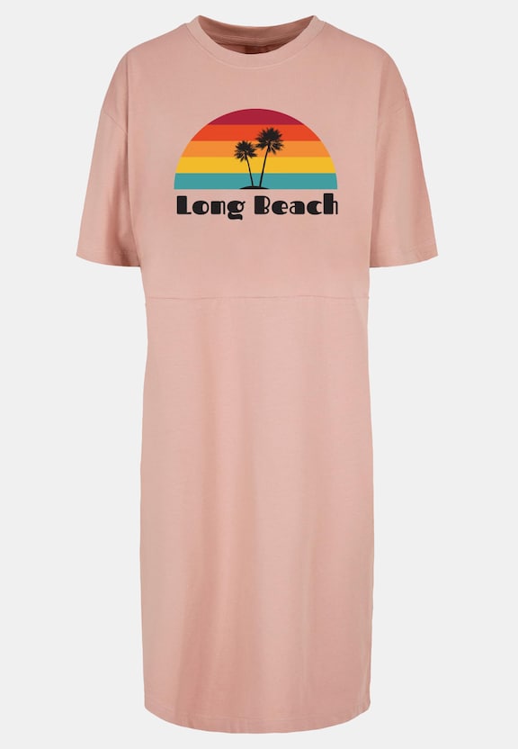 Ladies Long Beach  Organic Oversized Slit Tee Dress-4