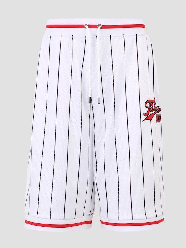 FUBU Varsity Pinstriped Mesh Shorts-4