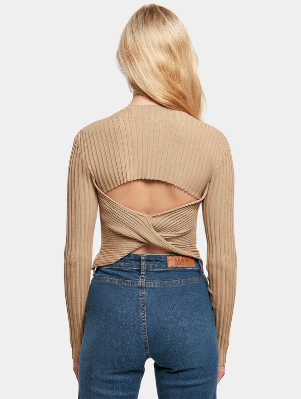 Ladies Short Rib Knit Twisted Back-1