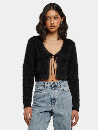 Urban Classics Ladies Tied Cropped Feather Cardigan
