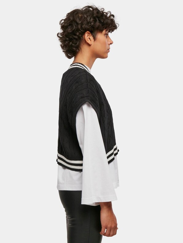 Ladies Cropped Knit College Slipover-3