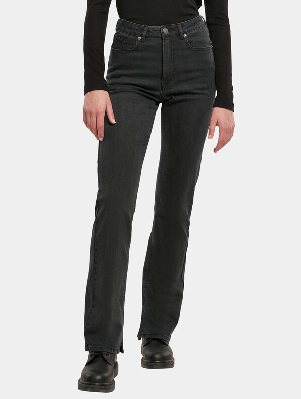 Ladies Highwaist Straight Slit Denim-0