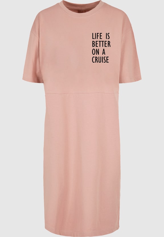 Ladies Life Is Better Oversized Slit Tee -2